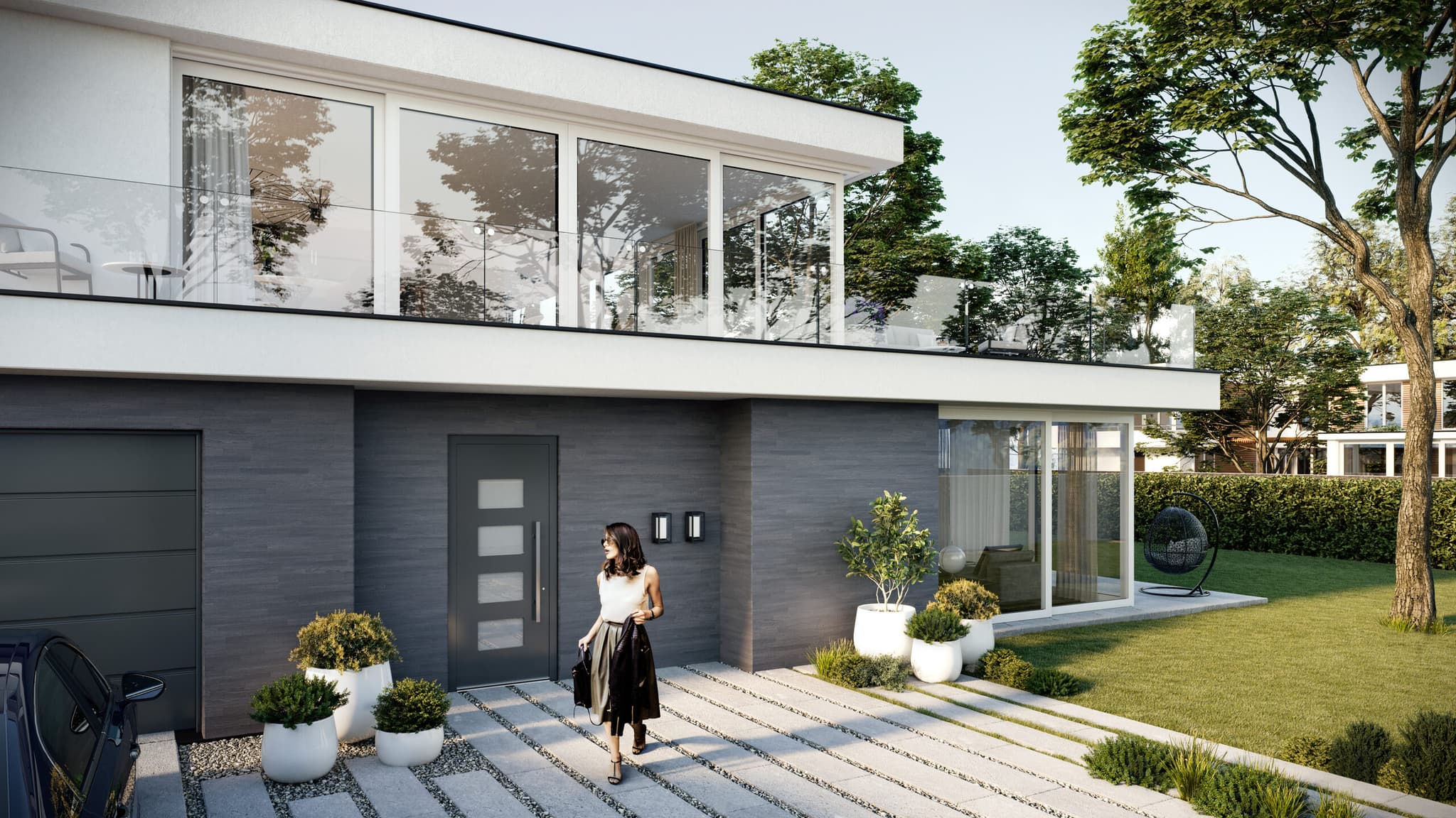 Aluhaus TENVIS EVO — Lekkie i wytrzymałe aluminiowe drzwi wejściowe — Uw = 0,88 W/(m²K), panel 68/75 mm, zamek samoryglujący Secury Automatic 2