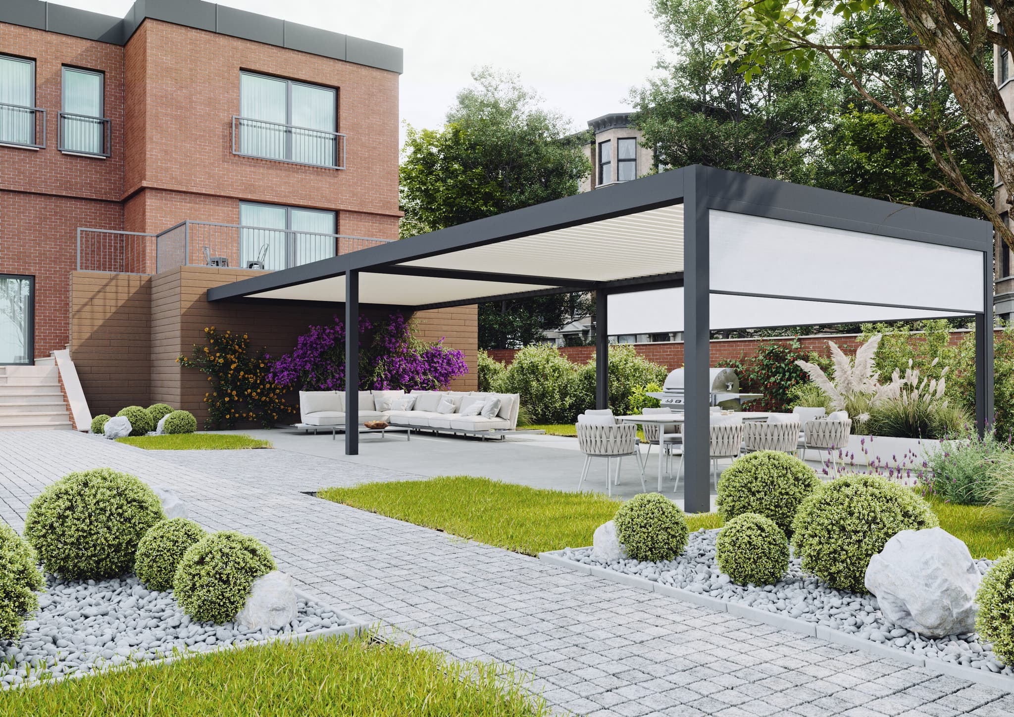 Pergola SKYVI dwunawowa przyścienna