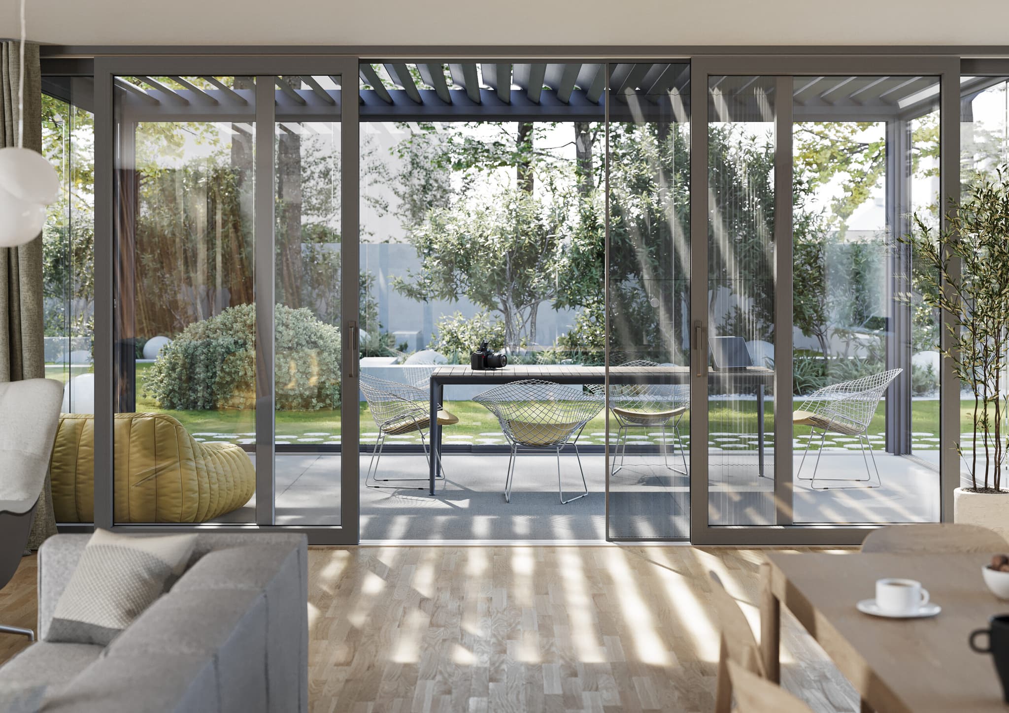 Pergola SKYVI wnętrze ze szkłem