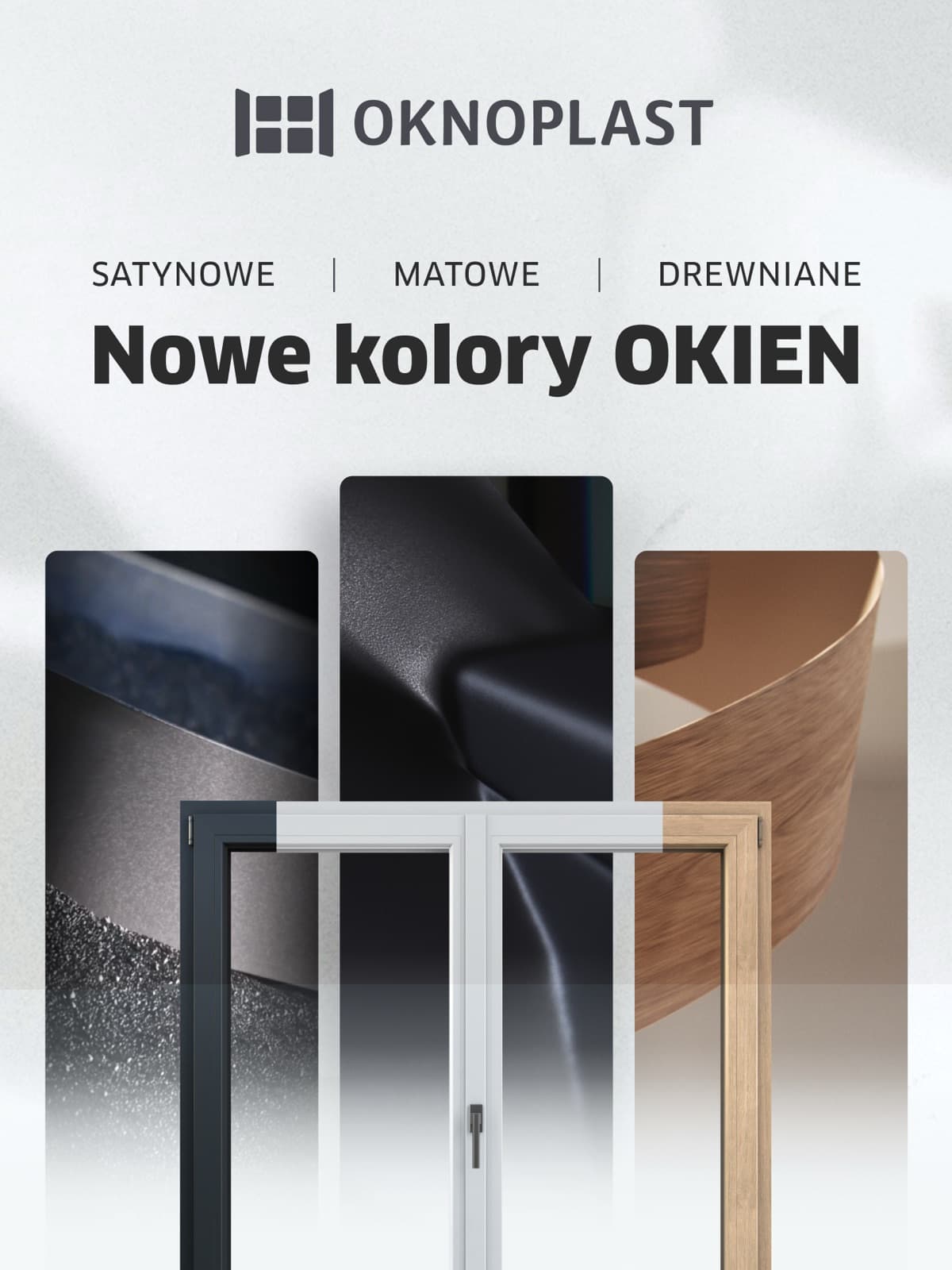 Nowe kolory okien Oknoplast 2026 — satyna, mat, drewno