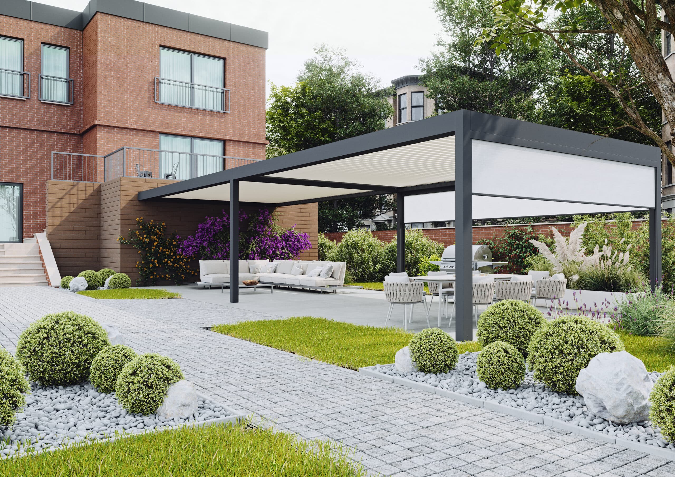 Pergola SKYVI dwunawowa przyścienna
